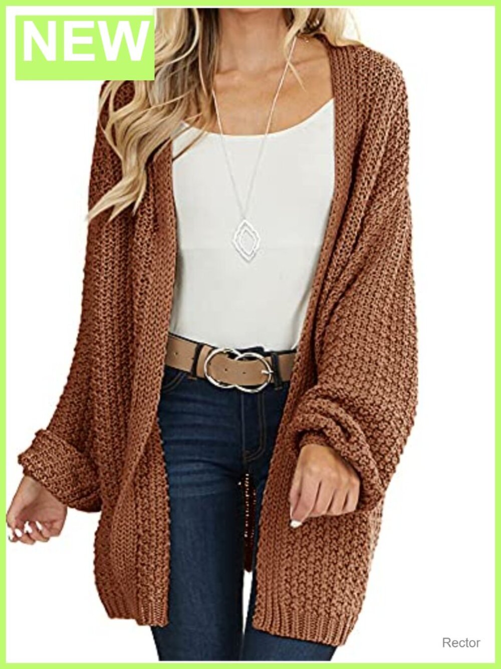 Oversized Open Front Knit Cardigan Batwing Long Sleeve Midi Sweater